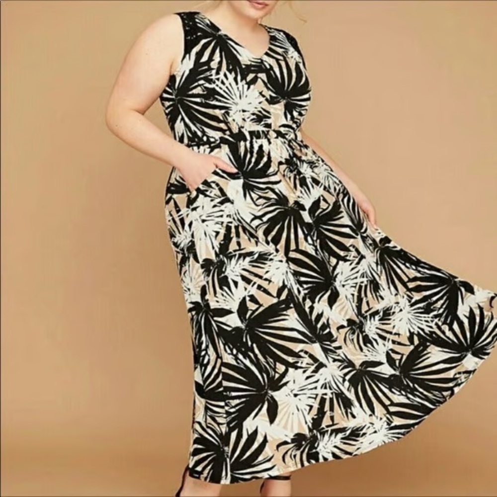 Lane Bryant Black and White maxi Dress with pockets - Picture 1 of 6
